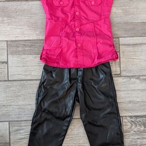 Zara Pink Top and Black Pants Set